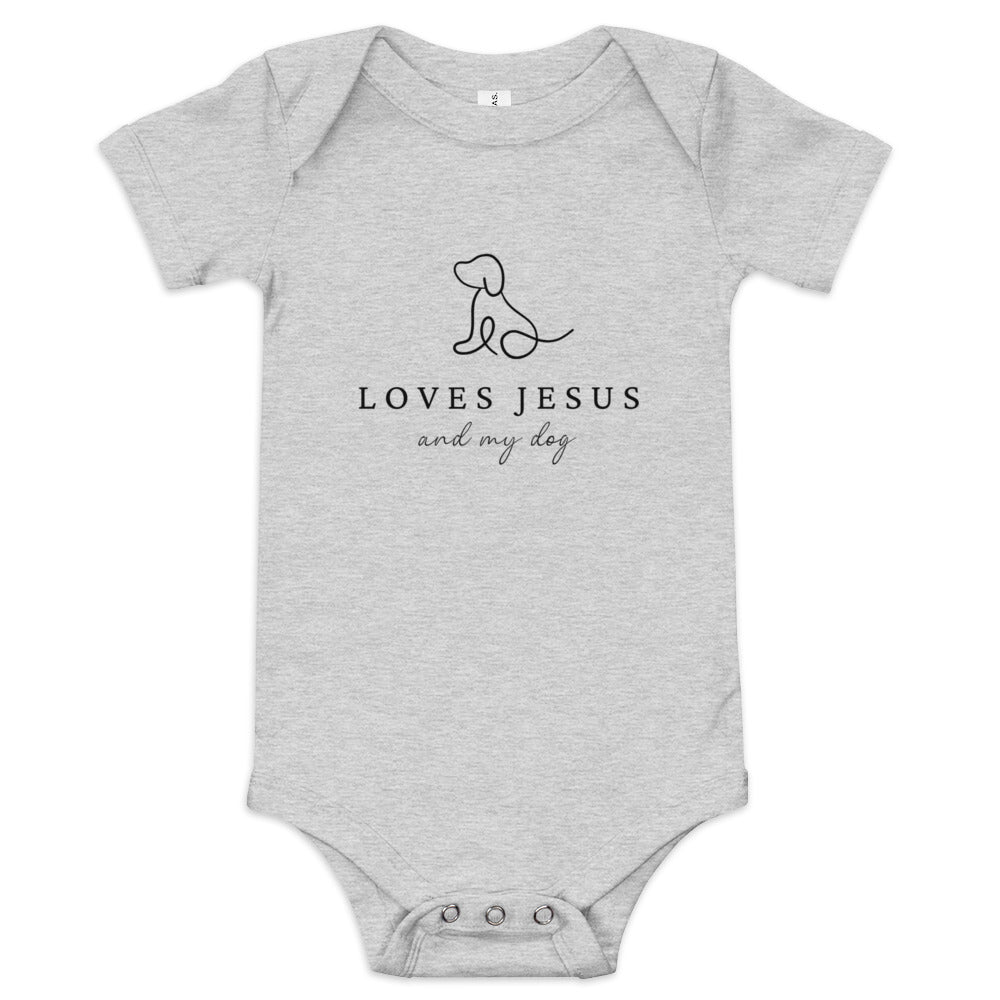 Loves Jesus and My Dog Baby short sleeve one piece