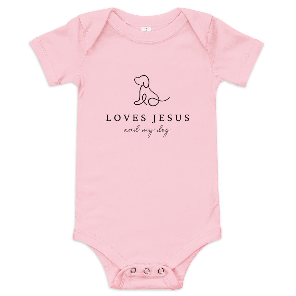 Loves Jesus and My Dog Baby short sleeve one piece