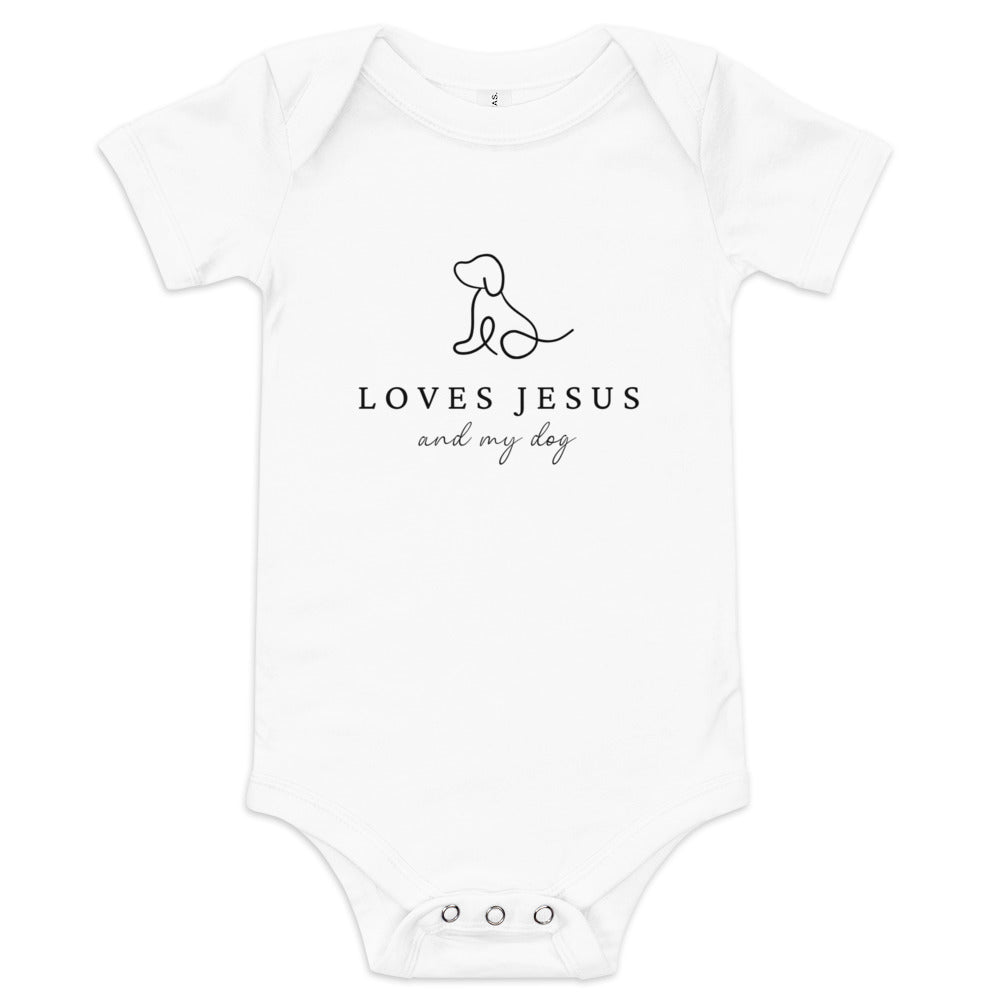 Loves Jesus and My Dog Baby short sleeve one piece