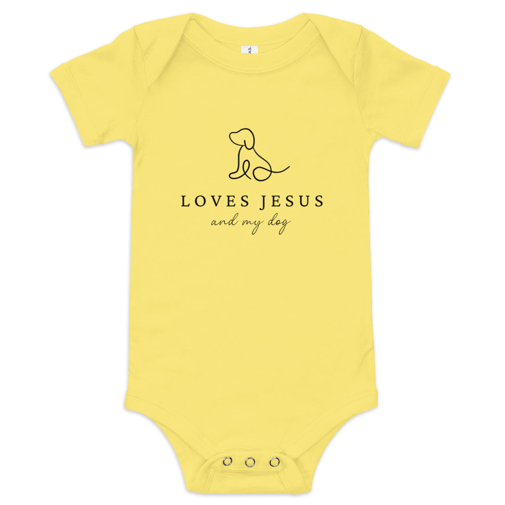 Loves Jesus and My Dog Baby short sleeve one piece