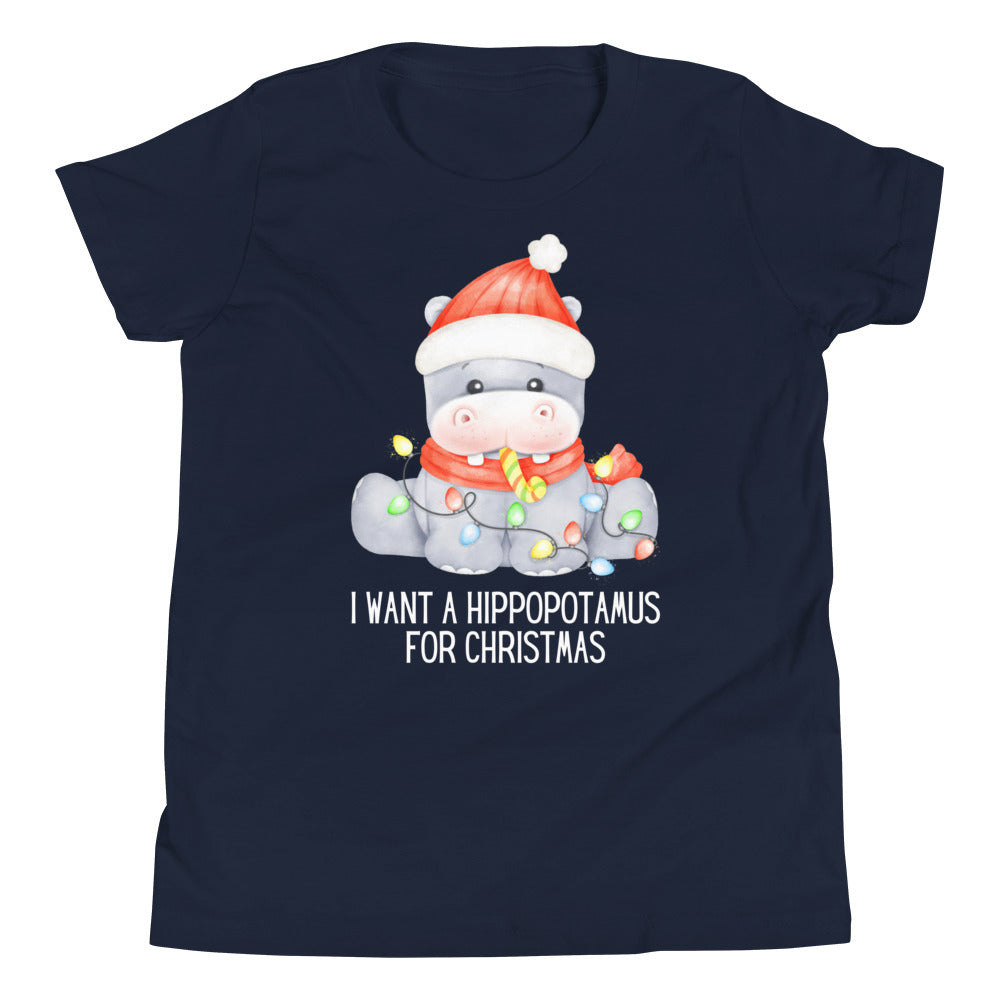 Hippopotamus For Christmas Youth Short Sleeve T-Shirt